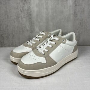 American Eagle Women's Casual Sneakers Shoes Size 8.5 White Tan Neutral Low Top